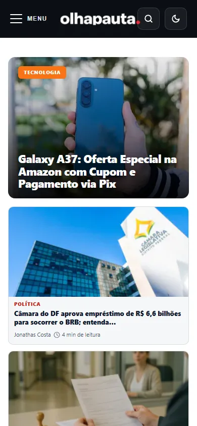 Portal Olha Pauta em celular
