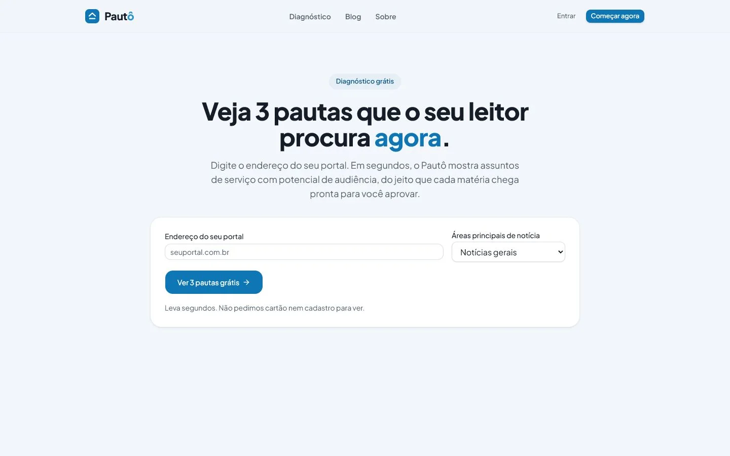 Diagnóstico gratuito de pautas do Pautô